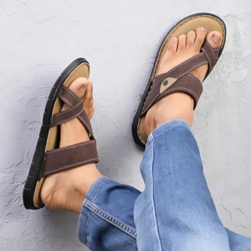 Image of Centrino Men's Sandals | Stylish Strap Sandal with Grip Insole | Thong Sandals with Comfortable Flip-Flop with Cushioned Footbed | Comfortable Casual Footwear for Office, Travel & Walking (9582)