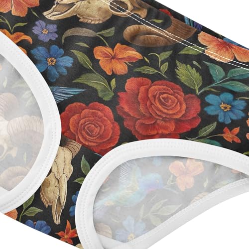 Joisal Cotton Girls Underwear Toddlers Colorful Flowers Hummingbird Panties for Girl Pattern Briefs Underpants 2t4