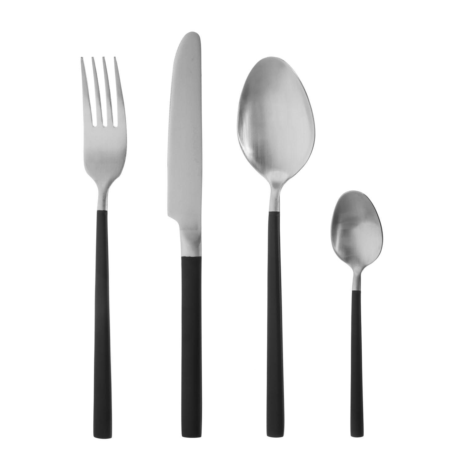 Set 24 posate acciaio inox manico nero Supreme