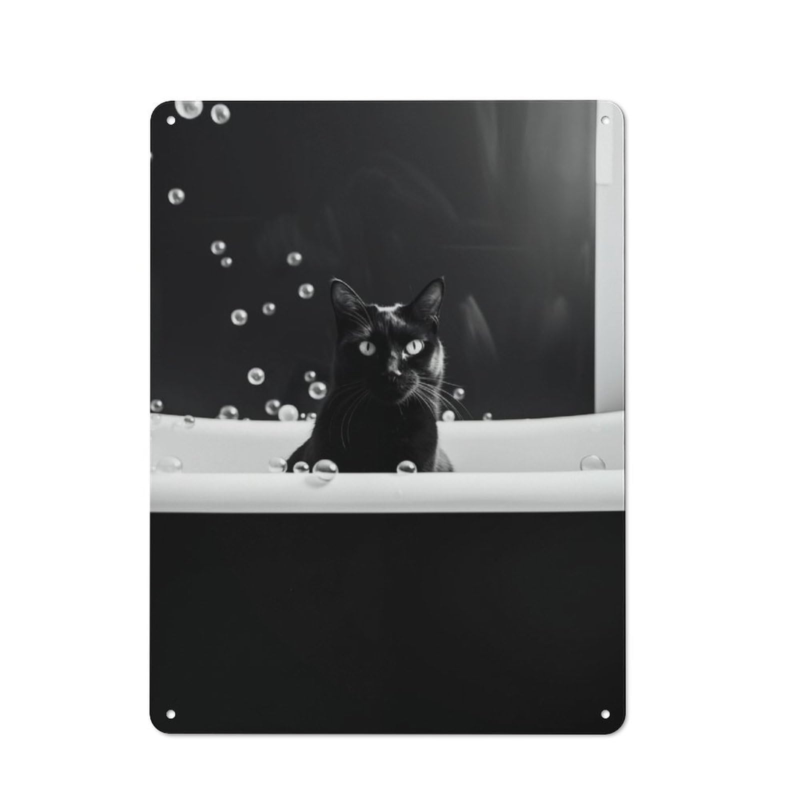 Junmoney Bathtub Cat Metal Wall Sign 40X30cm Featuring For Living Room Wall, For Metal Sign Collectors, For Garage And Workshop Walls