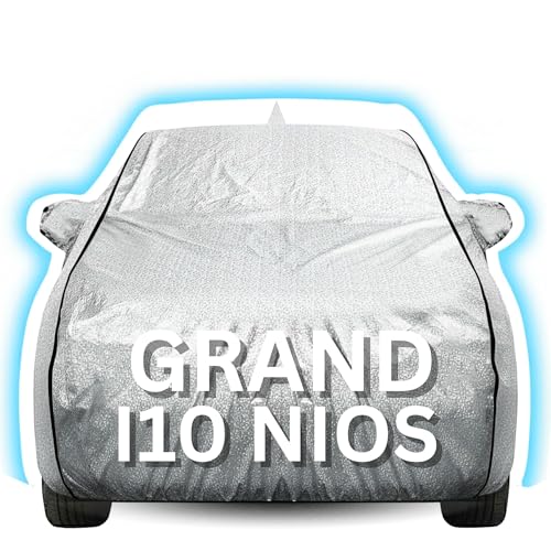 Image of Kayme Premium Silver I10 Sports Car Cover Waterproof for (All Models & Variants - Petrol, Diesel, CNG & EV) |Speacially Custom Fit with Mirror Pockets |All-Weather Protection - Outdoor Car Body Cover