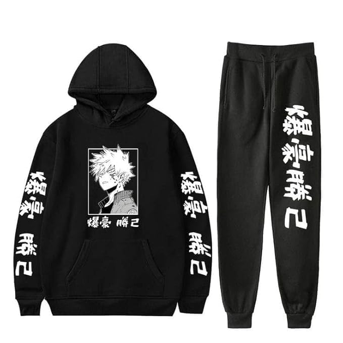 moonshine Anime Character Print Hoodie and Jogger Set, Black, Japanese Text Design tracksuit (IN, Age, 11 Years, 12 Years, Regular, ANIMECOMBO4)-picture-51