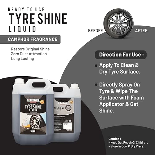 Image of Bike & Car Tyre Polish 5 Liter Extreme Black Shine - Long Lasting Gloss & Dirt Repellent | Prevents Fading and Cracks | Non-Greasy, Pleasant Camphor Fragrance (Grey)