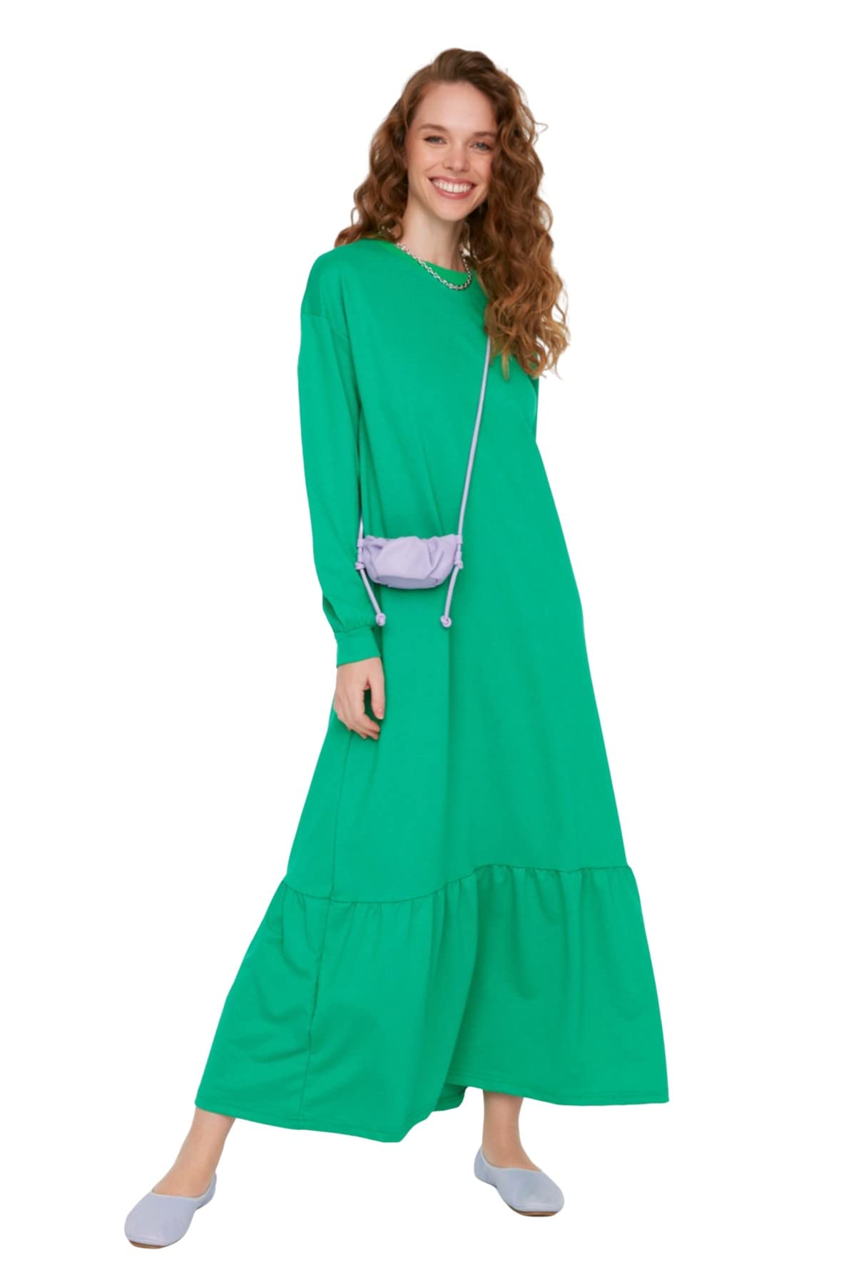 Trendyol Women Design Maxi Smock Dress Regular Woven Dress Green