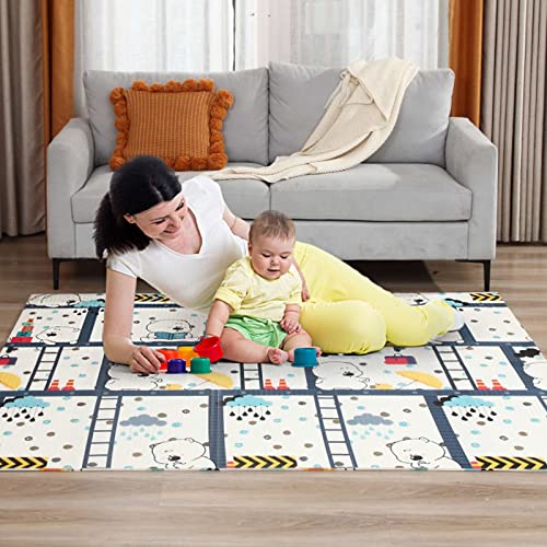 Baby Vivo Premium Wende-Spielteppich mit Bären und Wald | Kinderspielteppich Spielmatte...