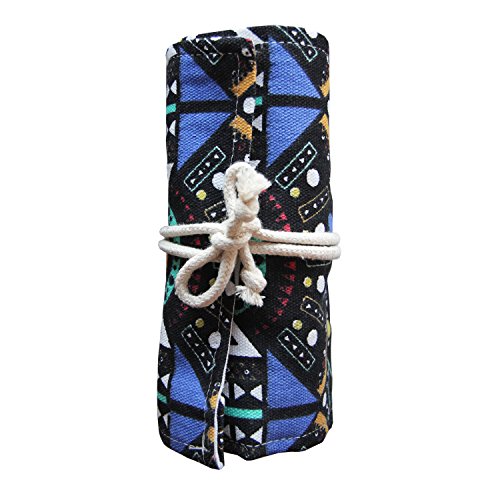 Preisvergleich Produktbild Rollmäppchen für Buntstifte Federmäppchen Stifterolle Mäppchen Federmäppchen zum rollen Schlamperrolle Pinselrolle aus Canvas und Baumwolle Ideal für Reisen, Schule, Büro, Kunst (36)