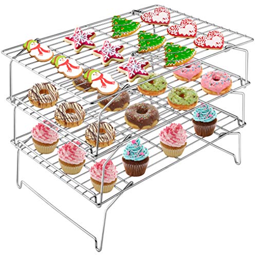 TeamFar Cooling Rack, 3 Tier 15’’ × 10’’ Oven/Dishwasher Safe Stainless Steel Baking