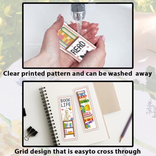 Image of ACRNIGHEET 6PCS Cross Stitch Bookmark Kit for Beginner Bookshelves Stamped Cross Stitch Kits for Adults DIY Embroidery Bookmark Kits Crossstitch Kits Adult with Instructions Hand Craft Gift 11CT