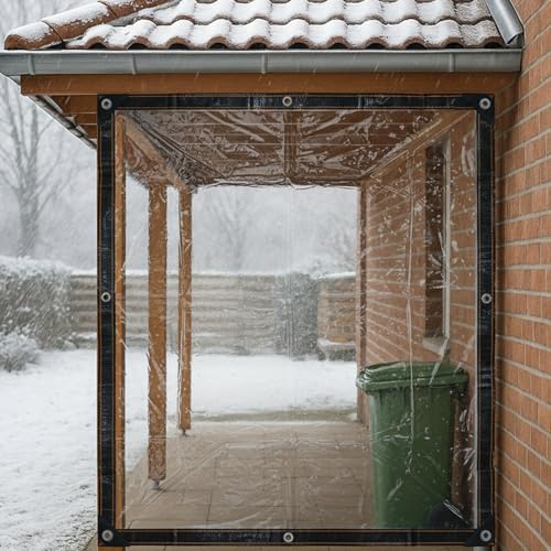 BeGrit 2M x 1M wasserdichte Transparente Plane mit Ösen Wetterfeste Plane Transparente Strapazierfähige Vordächer und Planen enthalten Spanngummi für Gartenmöbel Pflanzen Gewächshaus Pet Hutch Dach