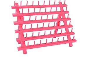 Colorful 60-Spools Wooden Thread Organizer and Hanging Rack: Pink