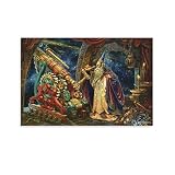 Myles Pinkney The Wizard on The Cliffs Fantasy Wizard, Merlin The Wizard, Magic Art Poster Wall Art