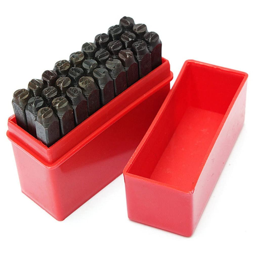 27PCS Letter Metal Stamp Set, Alphabet A-Z Iron Stamps Punch Press Tool for Imprinting on Metal/Jewelry/Wood/Plastic/Leather - 6mm