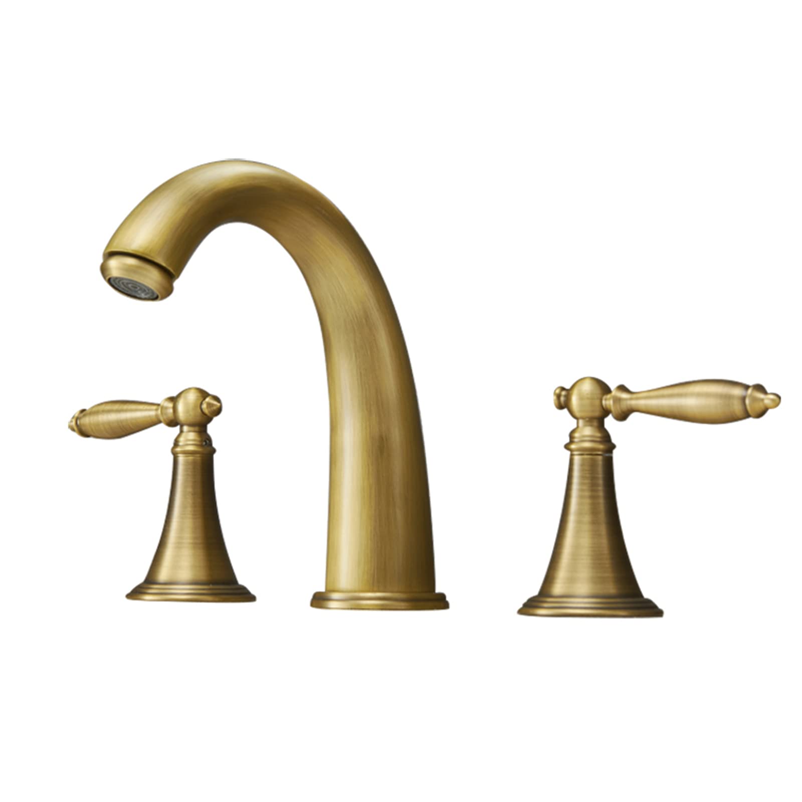 Robinet d'évier de salle de bain 3 trous noir en laiton antique 8 pouces