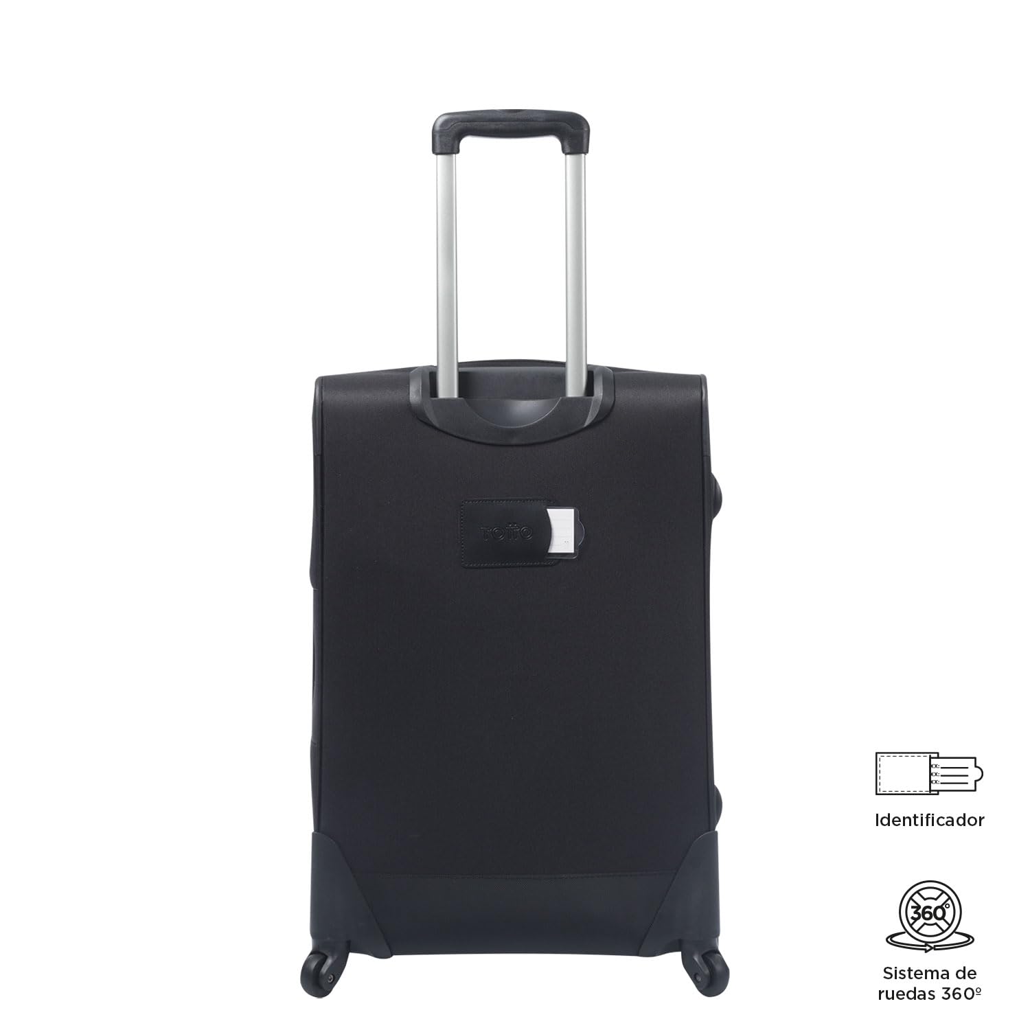 TOTTO - Maleta de Viaje Tela, Modelo Andromeda 2.0, Maleta Mediana, 49 x 77 x 33cm, Capacidad 108.29L, Ruedas 360º, Manija Telescópica, Correa de Compresión Interna, Argollas para Candado, Color Negro