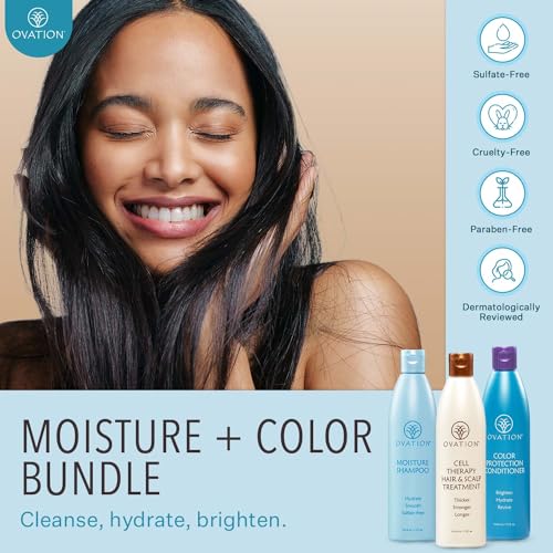 Ovation-Hair-3-Step-Bundle-for-Dry-Color-Treated-Hair-with-Moisture-Shampoo-Cell-Therapy-Hair-Growth-Healthy-Scalp-Treatment-Color-Conditioner-Brighten-Nourish-Hydrate-DyedBleached-Hair