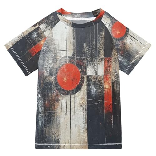 MNSRUU Toddler Boy Rash Guard Short Sleeve Swim Shirt Graffiti Art Print Rashguard 5-6T Beach Shirts Quick Dry,206