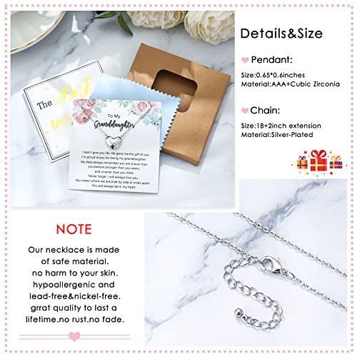 DHQH Mother's Day Granddaughter Necklace Gifts from Grandma Birthday for Heart Pendant Necklace for Teenage Teen Girls Jewelry Christmas3