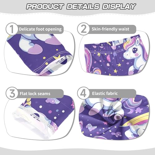 Unicorns Rainbow Star Pattern Girls Leggings Kids Yoga Pants Dance Active Tights 4T3