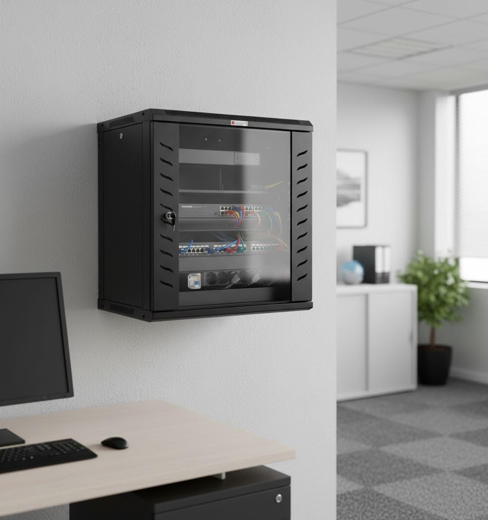 Techly Armadio Rack 19" a Muro 12 unità P.600 mm Nero