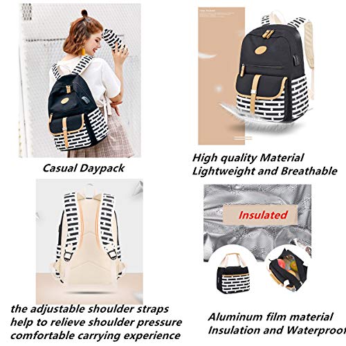 Kids School Bag For Girls Backpacks With Lunch Bag Causal Canvas Bookbag For Teen #TOP4