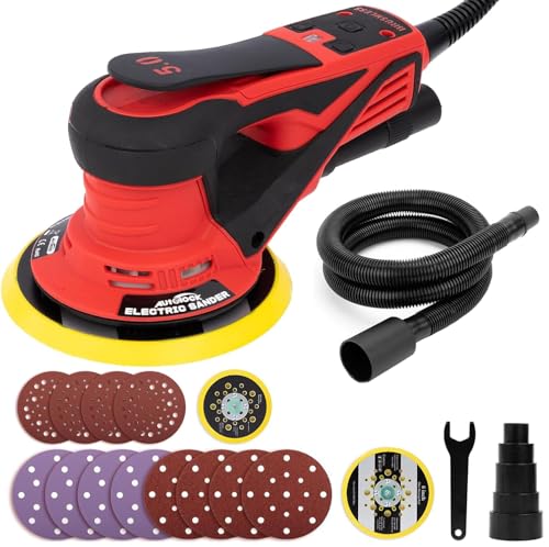 Autolock Ponceuse Orbitale électrique, Plateaux 125/150 mm,350W Ponceuse Electrique, 6 Vitesses...