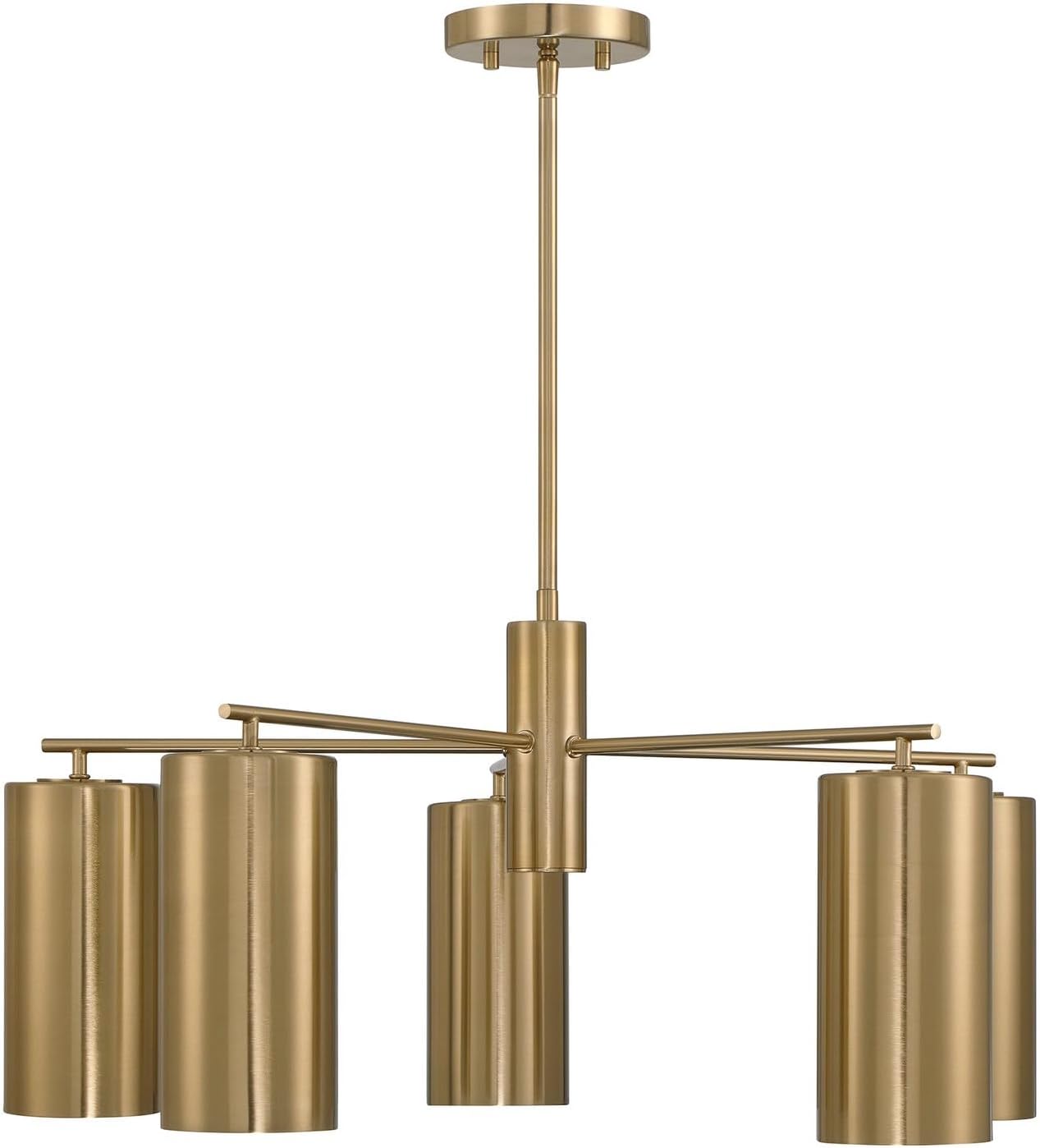 Savoy House 1-6508-5-127 Lio Modern Vintage Metal Chandelier by Breegan Jane, 5-Light 300 Total Watts, 13" H x 28" W, Noble Brass
