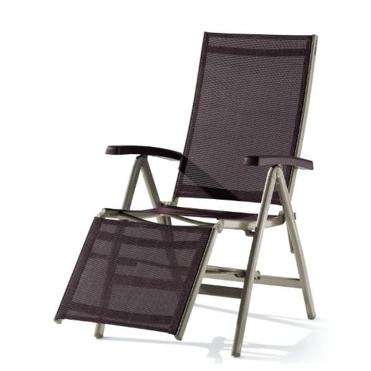 Sieger 985/C-M KT Bodega Relax Dossier/Repose-Pieds Réglables Aluminium Textilux Champagne/Moca 95 x 62 x 109 cm