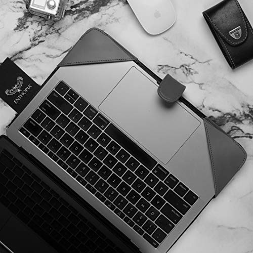 Image of ENTHOPIA 13 to 14 Inches Folio Laptop Case Cover Vegan Leather Compatible for MacBook, Lenovo, Hp, Dell &Other Notebooks - Navy Blue