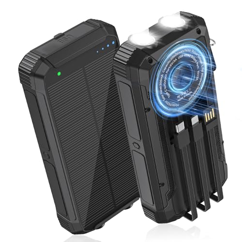 Image of ERRBBIC Solar Charger Power Bank 20000mAh, Portable Wireless Charger, 15W Fast Charging External Battery Pack with USB C, Camping Solar Charger for Outdoor iPhone 17 /16 /15, Galaxy, Google etc