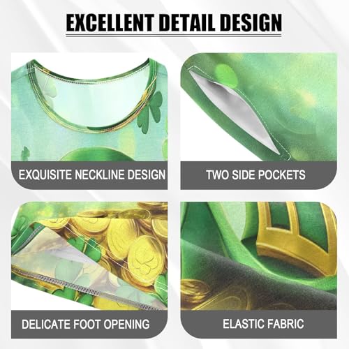 ALAZA Hat Gold Coin Patrick's Day Clover Leaf Pajamas Set Short Sleeve Cotton Sleepwear Summer Pjs 2 Piece 5-14Y4