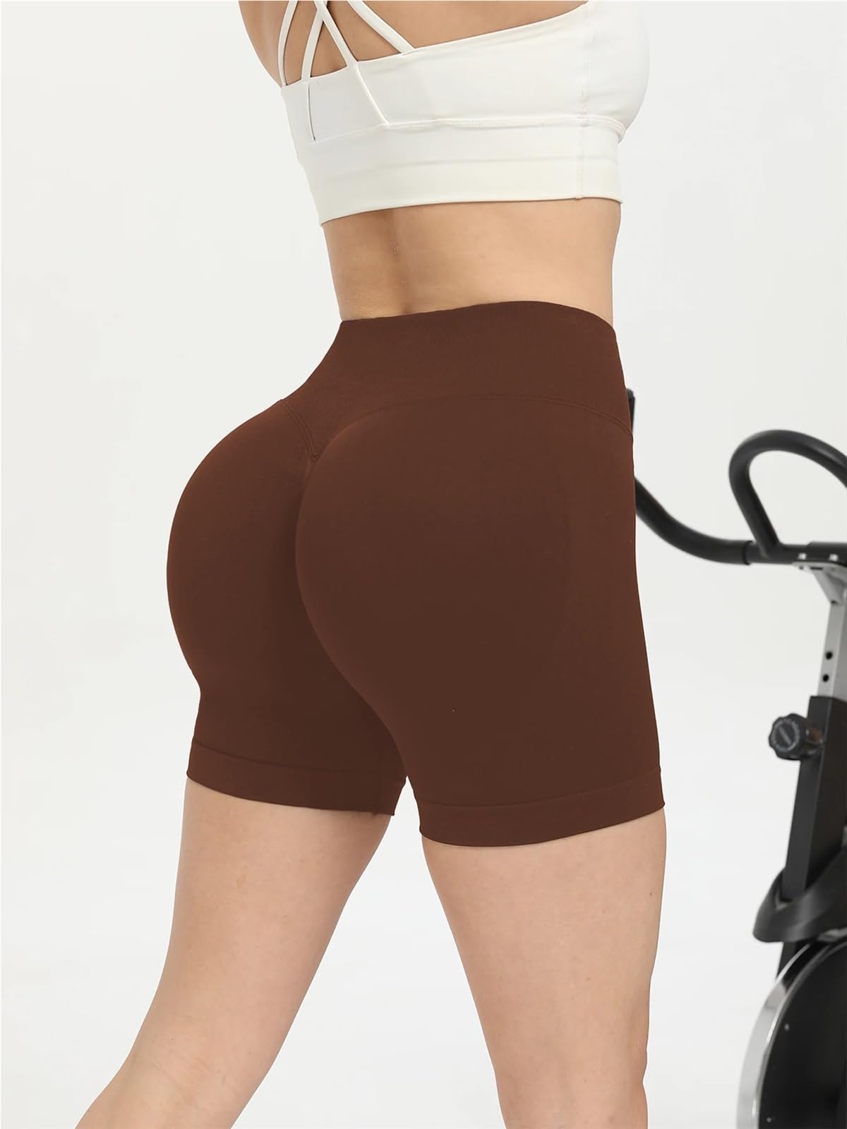 Short Sport Femme Short d'entraînement 4 pièces for Femme, Taille Haute, sans Coutures, Effet froissé, for Le Yoga et la Gym(S)