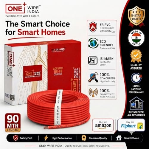 Image of 1.5 SQMM | Red | 90 meter | PVC Insulated Industrial Multistrand CCA Copper Wire | High Purity Copper | Triple Layer Protection | FR Rated | Heavy Duty Electrical Cable | 10 Guage