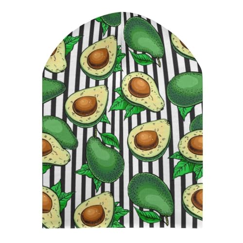Avocado Black and White Stripes Kids Beanie Hat for for Girls Boys Children Cap Winter Knitted Chemo Cancer Headwear Accessories Gifts Decoration3