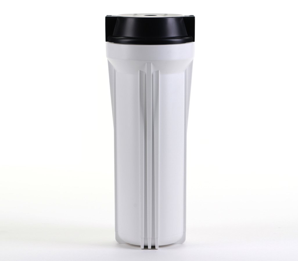 Hydronix HF2-10WHBK12 10" White Water Filter Housing with Black Cap for RO Whole House Filtration - 1/2" Ports