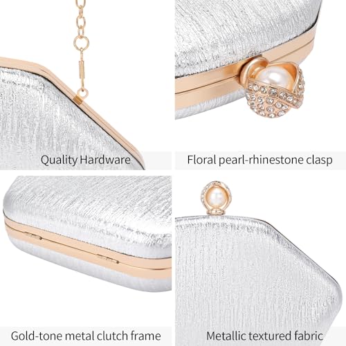 Image of RNIEGA Evening Bags For Women Formal Evening Clutch Women'S Evening Handbags, Pearl Beaded Top Handle Bag For Wedding, Prom, Party