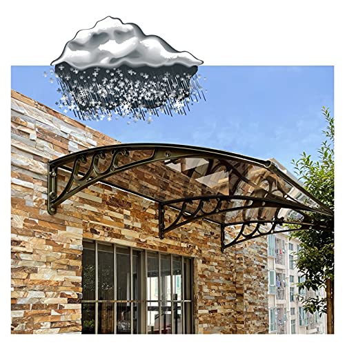 CAIJUN Auvent Marquise Fenêtre,Extérieur Patio Jardin Abris De Porte D'entrée Anti-UV Transparent Feuille De Polycarbonate,Étanche Extension De Toit,16...