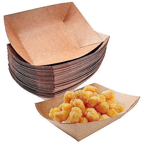 Dafencar Fingerfood Schalen,50pcs Pappschalen,Pommesschalen Biobeschichtung Material in Lebensmittelqualität, Öl Wasserbeständig,Sicher und Ungiftig,für Pommes, Snacks, Macarons,Currywurst, Salat