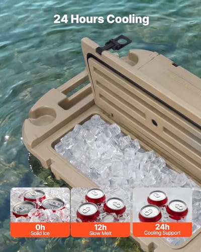Image of VEVOR Floating Cooler 40 QT Floating Ice Chest with Wheels & Tow Rope, Premium LLDPE Amphibious Drink Cooler for Water & Land, Cruise Stable on Lake, River, Pool, Beach, Kayak