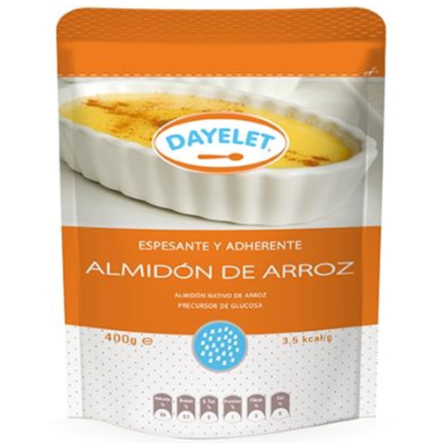 Almidón de Arroz Sin Gluten 400 g – Espesante Natural Vegano para Repostería, Salsas y Cocina Saludable | Sin azucar añadida, Sin frutos secos, Sin huevo, Sin lactosa, Sin soja, Veganos