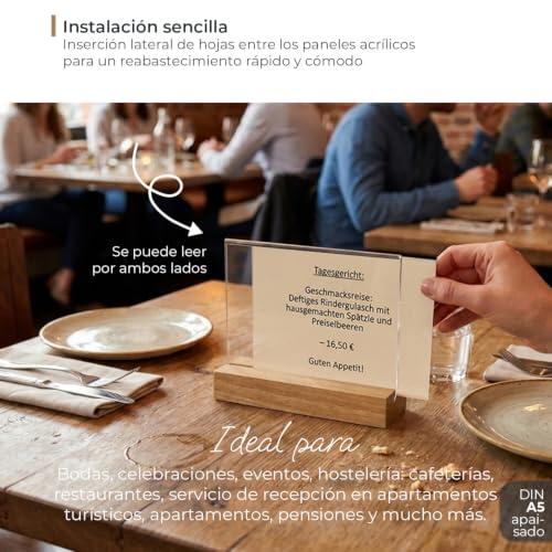 Portamenús de sobremesa A5 apaisado para mesas de restaurante y eventos 4