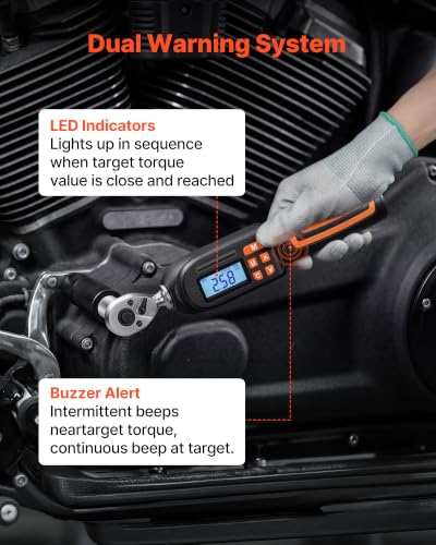 Image of VEVOR Torque Wrench Set 1 /4 inch Drive 42-Piece Digital Torque Wrench 4 Units, ±2% Accuracy, LCD Screen, with Buzzer and LED Indicator, with Sockets, Bits, Extension Bar, Adapter, for Automotive Repair