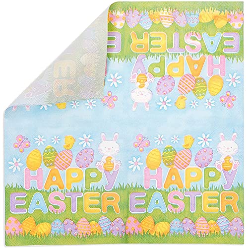 Happy Easter Paper Napkins, Spring Party Decorations (5 X 5 In, 150 Pack) #TOP5