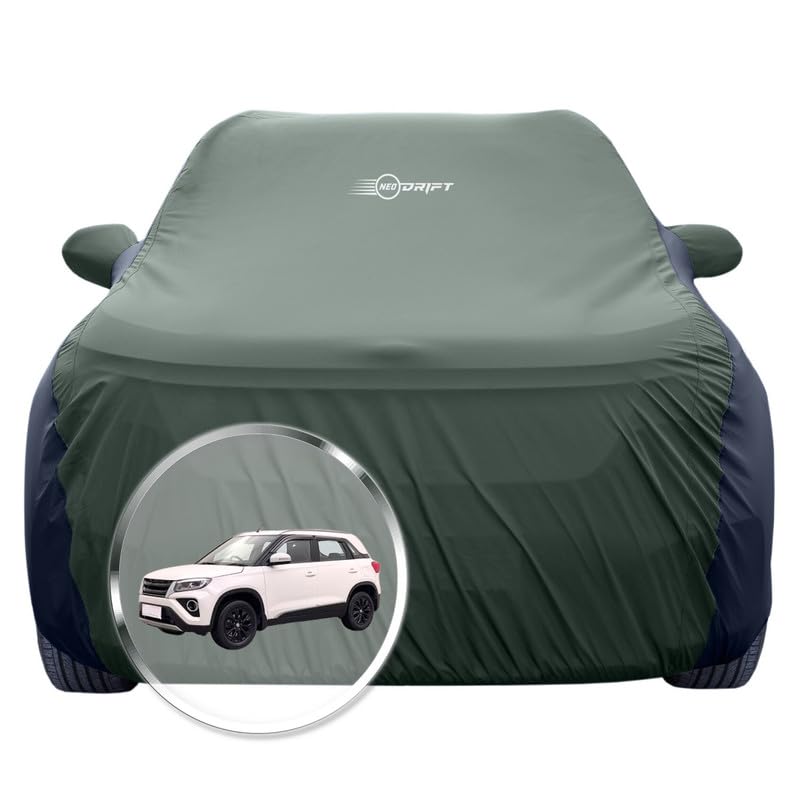 Image of NEODRIFT 'SuperTech' Car Cover for Toyota Urban Cruiser (100% Water-Resistant, All Weather Protection, Tailored Fit, Multi-Layered & Breathable Fabric) (Colour: L.Green+Black)