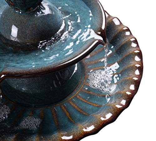 Kenroy Home 51083Tl Vogel Tiered Birdbath With Teal Finish, Classic Style, 27.25" Height, 16.13" Width, 16.13" Depth #TOP7