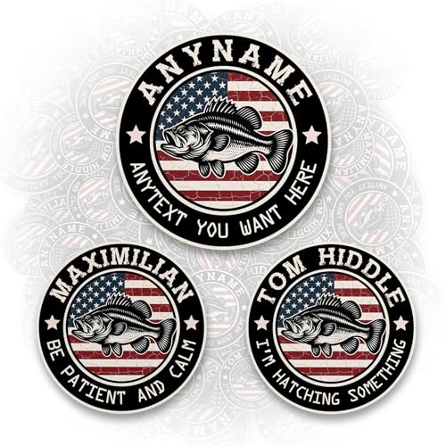 Custom Name Sticker Personalized Bass Fishing Hunting Club Team Name Waterproof Vinyl Stickers for Laptop Water Bottle Cars Phone Case Decal Decor Stuff Gifts