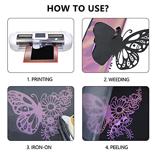 Image of guangyintong Chameleon Heat Transfer Vinyl HTV Rolls, 12 inch x 8ft Purple to Brown Iron on Vinyl for T-Shirts, Changing Color HTV Vinyl for All Cutter Machines Easy to Cut & Weed for HTV DIY Design