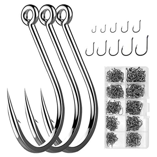 WEONE 500 Piezas Pesca anzuelos 10 Tamaños articulos de pescacarbono Pesca Anzuelo mordaz anzuelos de Pesca mar(#3-#12 Plata)