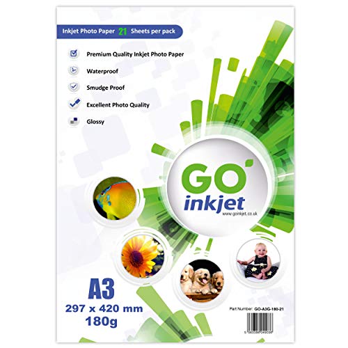 GO Inkjet Papier photo brillant A3, 180 g/m², 20 feuilles + 1 feuille supplémentaire Cover