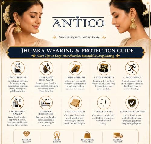 Generic Antico 12 Pair Silver Jhumka Earrings Set - Image 7