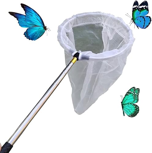 Red telescópica de pesca para insectos y mariposas, mango de acero inoxidable que se extiende de 15 pulgadas a 59 pulgadas